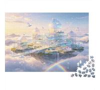 Ciudad Fantasía Celeste Puzzle de 1000 Piezas Papel para Adultos Nubes Flotantes Arcoíris Relajación Enfoque Decorativo Hogar 38x26cm/1000pcs