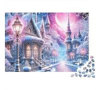 Ciudad Fantasía Invernal Puzzle de 1000 Piezas Papel para Adultos Escena Nocturna Familiar Decoración Relajante 52x38cm/1000pcs