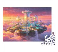 Ciudad Fantástica en el Cielo Puzzle de 1000 Piezas Papel para Adultos Arquitectura Futura Nubes Relajante Decoración Hogar Concentración 70x50cm/1000pcs
