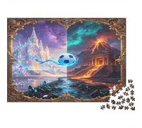 Ciudad Fantástica Palacio Mágico Puzzle de 1000 Piezas Papel Juego para Adultos Templo Volcán Misterioso Puzzle para Toda la Familia Relajación Concentración Decoración Regalo 38x26cm/1000pcs