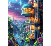 Ciudad futurista al Atardecer Rompecabezas 300 Piezas Cartón Grueso para Coleccionistas Animal tierno de Cuento de Hadas Eventos Team Building Relajación Mental Ocio En Casa Reyes 300