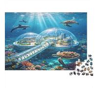 Ciudad Futurista Submarina Puzzle de 1000 Piezas para Adultos Papel Escena Vida Oceánica Relajación Enfoque Decoración Hogar Regalo 38x26cm/1000pcs
