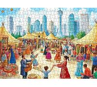 Ciudad gente Puzzle 1500 Piezas Adultos, Rompecabezas con Letras en la Parte Posterior - Piezas que Encajan Perfectamente, Reto de Concentración, Regalo para mujer y Decoración Hogar, 87 x 57 cm w0-67