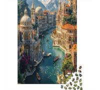 Ciudad Histórica Europea a Orillas del Río Puzzle de 1000 Piezas Papel para Adultos Escena Antigua Puzzle para Toda la Familia Relajación Decoración Obsequio 52x38cm/1000pcs