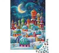 Ciudad Invernal Cúpulas de Colores Puzzle de 1000 Piezas Puzzle para Adultos Papel Decoración Hogar Relax Regalo 70x50cm/1000pcs