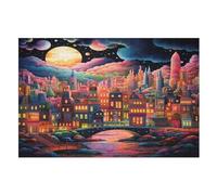 Ciudad Lunar Puzzles 1000 Piezas Adultos, Puzzle de Madera Juegos De Habilidad Para Toda La Familia,Juego De Edificio Equipo (75×50cm)