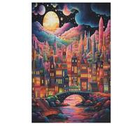 Ciudad Lunar Puzzles de Madera Adultos y Adolescentes 1000 Pieces Enfhormigas Puzzle Decoración Pared Moderno Arte Juguetes Regalo InteresHormigas 78×53cm