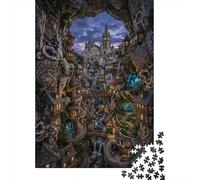 Ciudad Medieval Rompecabezas Premium De 1000 Piezas Cartón Casas de acantilado Antistrés, Entretenimiento Familiar, Regalo Ideal para Unión Familiar Y Actividad Indoor 52x38cm/1000pcs