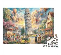 Ciudad Monumento Exótico 1000 Piezas Puzzle Torre de Pisa Papel Educativo Arquitectura Relajante Puzzle Paisaje Pisa para Adultos Decoración Hogar 38x26cm/1000pcs