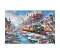 Ciudad navideña Nieve Rompecabezas 1000 Piezas Cartón Grueso para Coleccionistas Eventos Team Building Relajación Mental Ocio En Casa Reyes 1000 PCS