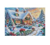 Ciudad Nevada luz cálida Puzzle 300 Piezas Estera Portátil 3D Rompecabezas Familiar para Hombres Y Mujeres Aliviar Estrés Decoración Hogar 300 PCS