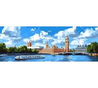 Ciudad Pintar por Numeros Adultos 45x135 cm, DIY Londres Pintar por Números Niños, Pintura por Numeros Kit Manualidades con Pigmento Acrílico y Pinceles, Decoración de Pared Hogar (Sin Marco) -H693