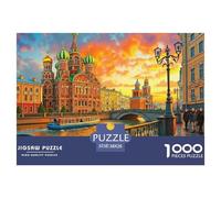 Ciudad Ribera Edificios Coloridos Puzzle de 1000 Piezas Papel para Adultos Atardecer Juego de Puzzle 1000 Piezas Relajación Decorativo Regalo 38x26cm/1000pcs