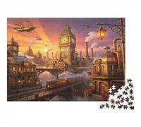 Ciudad Steampunk de Londres Puzzle de 1000 Piezas Cartón para Adultos Estilo Retro Atardecer Puzzle para Toda la Familia Relajación Decoración Regalo 70x50cm/1000pcs