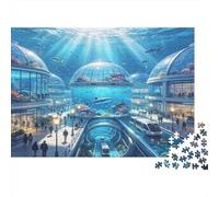 Ciudad Submarina Futura Puzzle de 1000 Piezas Papel para Adultos Mundo Oceánico Fantástico Puzzle para Toda la Familia Relajación Decoración Regalo 38x26cm/1000pcs