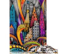 Ciudad Surrealista Puzzle para Adultos 500 Piezas Juego De Rompecabezas EduGatoional Game para Decoración del Hogar Cumpleaños Stress Relief Toy 500pcs (52x38cm)