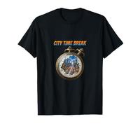 Ciudad Tiempo Break Reloj Urbano Horizonte Concepto Camiseta