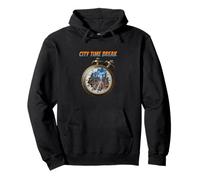 Ciudad Tiempo Break Reloj Urbano Horizonte Concepto Sudadera con Capucha