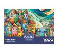 Ciudad Un Único 1000 Piezas RompecabezasSerie Pueblo Pequeño Colorido Resolviendo Enigmas Desafiante y Mental JigsawsPuzzles - 100% Cartón Reciclado100% Cartón Recvcled38x26cm/1000pcs