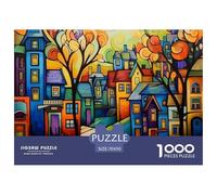Ciudad Único 1000 Piezas Rompecabezas para Adultos Serie Pueblo Pequeño Colorido Resolviendo Enigmas Desafiante y Mental Jigsaws 100% Cartón Reciclado Juego de Rompecabezas o Me