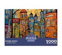 Ciudad Único 1000 Piezas Rompecabezas para Adultos Serie Pueblo Pequeño Colorido Resolviendo Enigmas Desafiante y Mental Jigsaws 100% Cartón Reciclado Juego de Rompecabezas o Me