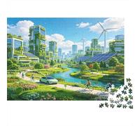 Ciudad Verde Futura Puzzle de 1000 Piezas Papel para Adultos Paisaje Urbano Sostenible Puzzle para Toda la Familia Relajación Decoración Hogar Regalo 38x26cm/1000pcs