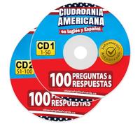 Ciudadania Americana 2025- 2-Cds - English and Spanish - Ingles y Español - with all Official 100 Uscis Questions & Answers Usa Naturalization Civic Question