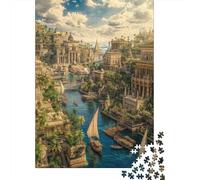 Ciudades del Antiguo Egipto a orillas del río Nilo 38x26cm/1000pcs Puzzle Adecuado para Adultos Y Multitud Mayores De 14 Años