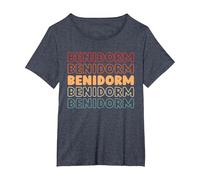 Ciudades España Residente ESP - Español Benidorm Camiseta, Mujer Tallas Grandes, Azul Jaspeado, 3XL Grande