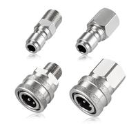 Ciunura Lavadora a presión de conexión rápida de 3/8 pulgadas, accesorios de lavado a presión, juego de adaptadores de acero inoxidable, rosca hembra y macho, 4 piezas