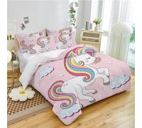 CIUNVXD Juego de 3 fundas de edredón para niños y niñas con dibujos animados de unicornio, lindo unicornio, arcoíris y unicornios para niños y niñas (B, 200 x 200 cm)