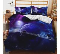 CIUNVXD Juego de ropa de cama con temática espacial para niños, 3D cielo estrellado y universo, ropa de cama para niños, Planeta, cielo nocturno, funda nórdica del universo (B, 200 x 200 cm)