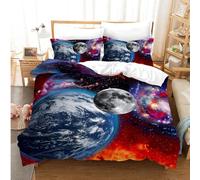 CIUNVXD Juego de ropa de cama con temática espacial para niños, cielo estrellado 3D del universo, ropa de cama para niños con planetas, cielo nocturno, funda nórdica para el universo (C, 135x200cm)
