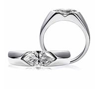 CivetCat Anillo de compromiso ovalado de moissanita de corte marquesa de 10 x 5 mm para mujeres y hombres, chapado en platino, conjunto de tensión de media bisel, solitario alianza de boda de color D-E-F VVS Moissanita diamante aniversario anillos de promesa, Moissanita creada en laboratorio Plata chapada en platino Moissanita de corte marquesa, moissanita