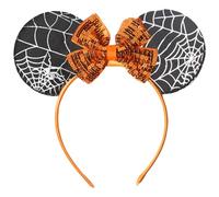CIVFCRT Diademas de orejas de ratón, diadema de telaraña con lazo naranja brillante para Halloween, cosplay, disfraz de bruja princesa, fiesta, accesorios de decoración para el cabello (telaraña, 1