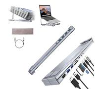 Civilized 8-in-1 USB-C Laptop Stand, Miraclew/Civilized Laptop Stand, Docking Station Stands with 4k HDMI, 2 USB 3.0, PD 100w, Universal for Offices, Corporate Desks, Cafes (8-in-1)
