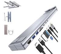 Civilized 8-in-1 USB-C Laptop Stand, Upliftjoys Portable Adjustable Flat Laptop Docking Station Stand with 4k HDMI, with 4k HDMI, 2 USB 3.0, PD 100W, for Home, Offices, Café (1 Pc)