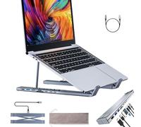 Civilizek Civilized 8-in-1 USB-C Laptop Stand, Portable Adjustable Flat Docking Station with 4K HDMI Output, 2 USB 3.0 Ports, 100W PD Fast Charging, for Office Desks, Home Study (8-in-1)