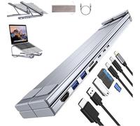 Civilizek/Civilized 8-In-1 USB-C Laptop Stand, Upliftjoys Portable Adjustable Flat Laptop Docking Station Stand, with 2 USB 3.0, with 4K HDMI, PD 100w, For Office School and Home Use (1 pcs)