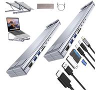 Civilizek/Civilized 8-In-1 USB-C Laptop Stand, Upliftjoys Portable Adjustable Flat Laptop Docking Station Stand, with 2 USB 3.0, with 4K HDMI, PD 100w, For Office School and Home Use (2 pcs)