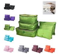 Civilvivid 6 Pieces Portable Luggage Packing Cubes, Holiday Packing Organisers, Packing Pods For Suitcases, Luggage Compartment For Clothes and Shoe Storage (Green)