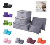 Civilvivid 6 Pieces Portable Luggage Packing Cubes, Holiday Packing Organisers, Packing Pods For Suitcases, Luggage Compartment For Clothes and Shoe Storage (Gray)