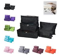 Civilvivid 6 Pieces Portable Luggage Packing Cubes, Holiday Packing Organisers, Packing Pods For Suitcases, Luggage Compartment For Clothes and Shoe Storage (Black)
