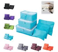 Civilvivid 6 Pieces Portable Luggage Packing Cubes, Holiday Packing Organisers, Packing Pods For Suitcases, Luggage Compartment For Clothes and Shoe Storage (Blue)