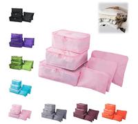 Civilvivid 6 Pieces Portable Luggage Packing Cubes, Holiday Packing Organisers, Packing Pods For Suitcases, Luggage Compartment For Clothes and Shoe Storage (Pink)