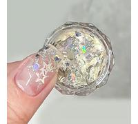 CIVIOOH 1 Pieza de Lentejuelas Brillantes para decoración de uñas, Mezcla de Corazones y Estrellas, Accesorios para decoración de uñas