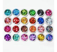 CIVIOOH 24 Colores/Set Polvo de Purpurina holográfica para decoración de uñas, Acabado Cromado, para manicura