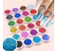 CIVIOOH 24 Colores/Set Polvo de Purpurina holográfica para decoración de uñas, Acabado Cromado, para manicura