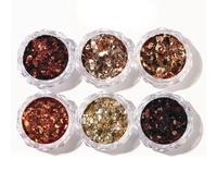 CIVIOOH 6 Cajas/Set de Purpurina metálica para uñas, Lentejuelas Brillantes 3D, Surtido Variado para decoración de manicura DIY