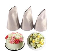 CIVIOOH Juego de 3 boquillas de Acero Inoxidable para repostería con Forma de pétalos de Rosa, para Decorar Tartas y Cupcakes, n.º 124K y n.º 125K